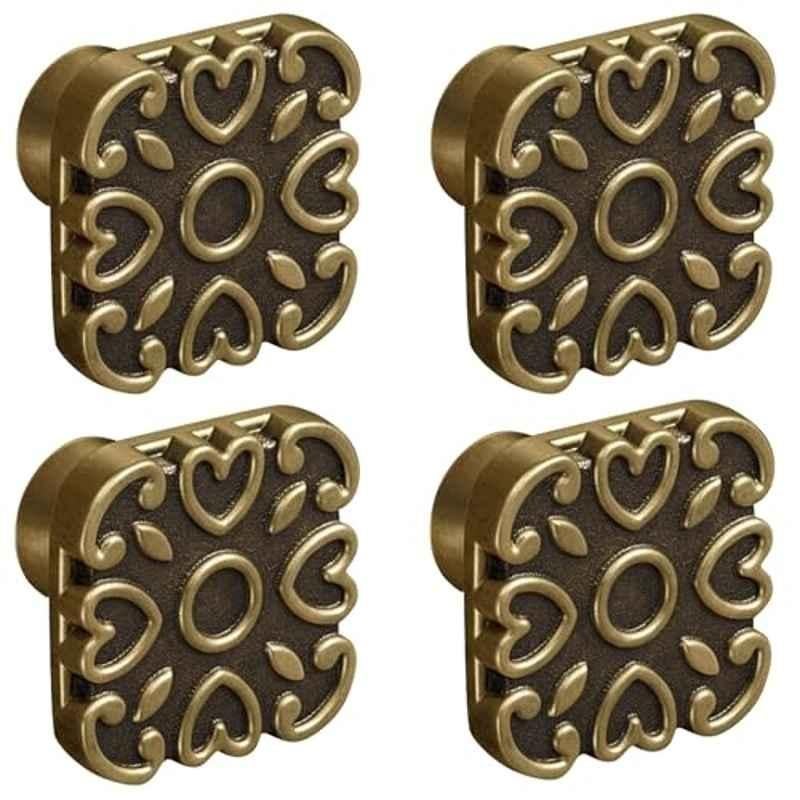 Plantex Knobs for Drawer/Square Drawer Knobs/Knobs for Cabinets/Pull-Push Knobs for Kitchen/Bedroom Drawer (Pack of 4) DTK-299, Antique Brass