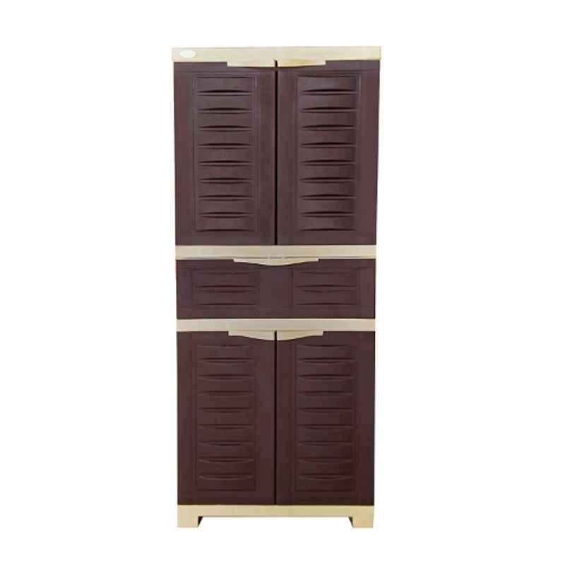Supreme Fusion-2 MDR 1 Plastic Globus Brown Multipurpose Cupboard with 1 Sliding Drawer Storage, Fusion02MDR1-GB