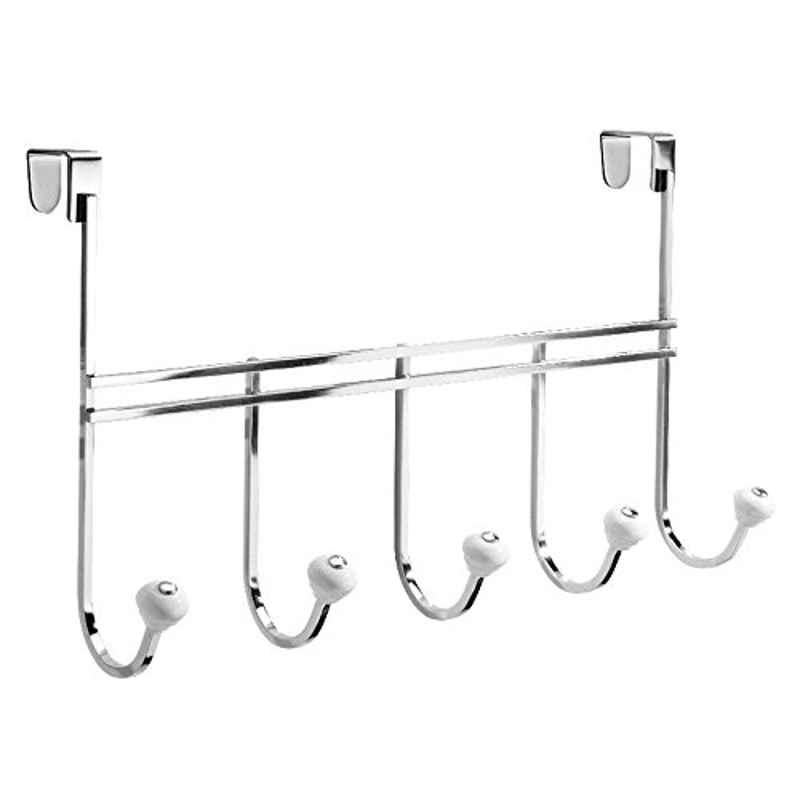 iDesign York 5 Hook Alloy Steel Silver Over-the-Door Cloth Hook, 79100