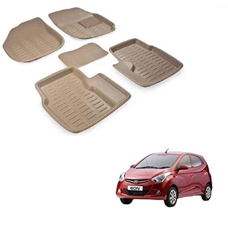 Kozdiko 5 Pcs 3D Beige Car Foot Mat Set for Hyundai Eon, koz_68068