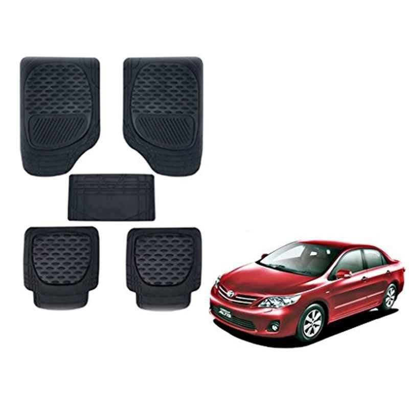 Kozdiko 6255TW 5 Pcs PVC & Rubber Black Car Mat Set for Toyota Corolla Altis