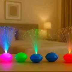 12 Pcs Plastic Multicolour Fiber Optic LED Night Lamp Set