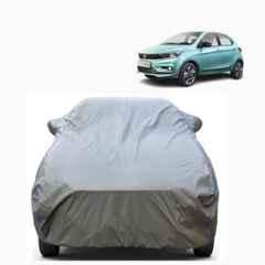 Aarex Auto Polyester Grey 100% Waterproof Car Body Cover with Mirror Pocket, Triple Stitched, Heat Resistant & UV Protection for Tata Tiago