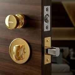 Plantex Stainless Steel Black PVD Gold Pull Push Door Handle Lock Set for Bathroom