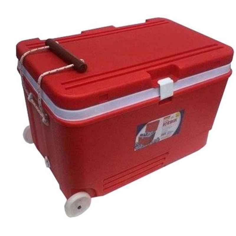 Aristo 60L Red Plastic PUF Insulated Ice Box with Wheel