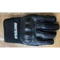 AllExtreme MCS20BLKL Black Semi-Leather Full Finger Riding Mittens Gloves with Hard Knuckle Shells for Racing Cycling Climbing, Size: L