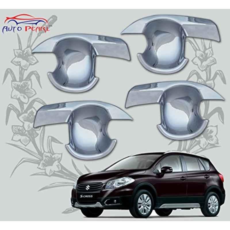 Auto Pearl 4 Pcs ABS Chrome Finish Car Door Handle Insert Trim Cover Set for Maruti S-Cross