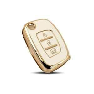 Flymaster Thermoplastic Polyurethane White TPU Car Key Cover, WHITE-TPURKE-9