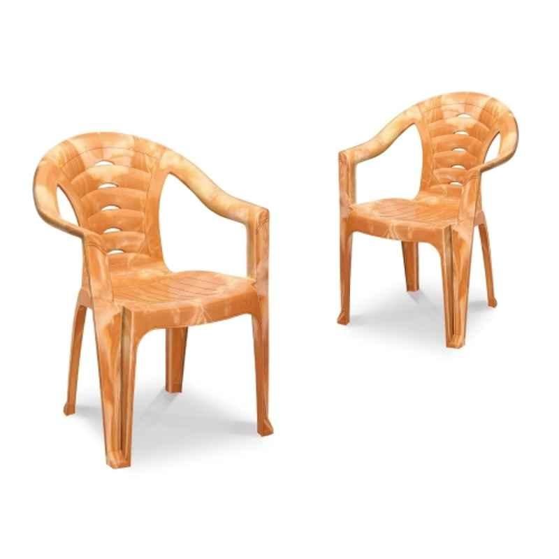 Maharaja Sunrise 590x600x800mm Plastic PRW Armrest Chair for Home & Office (Pack of 2)