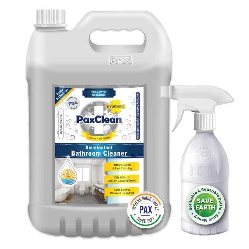Paxclean Hygenius 5L Ocean-Breeze Disinfectant Bathroom Cleaner with Refillable Spray Bottle