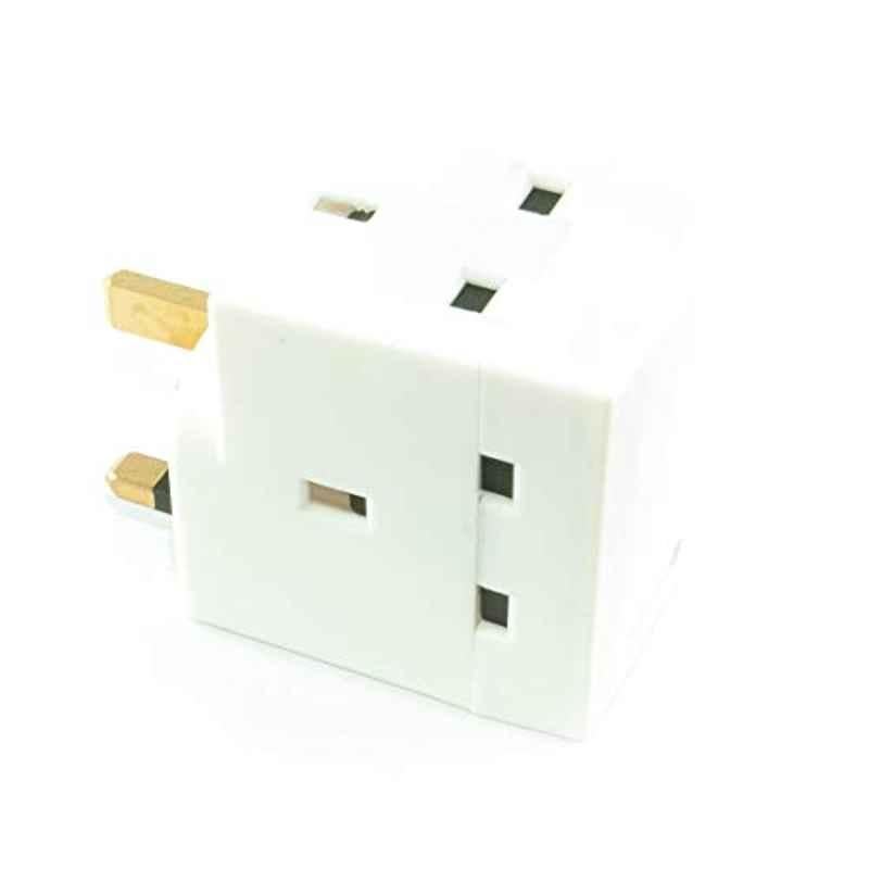 CDL Micro 13A 3 Way 3 Pin 250V White Adapter Plug, RB-982