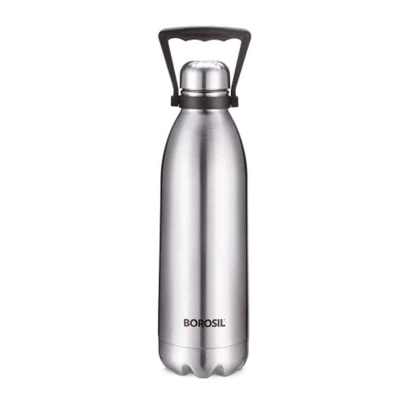 Borosil Bolt 1.8 Litre Stainless Steel Silver Vacuum Insulated Flask Water Bottle, ISFGBO1800S