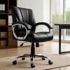 Zidle Alpha Faux Leather Black Medium Back Ergonomic Chair