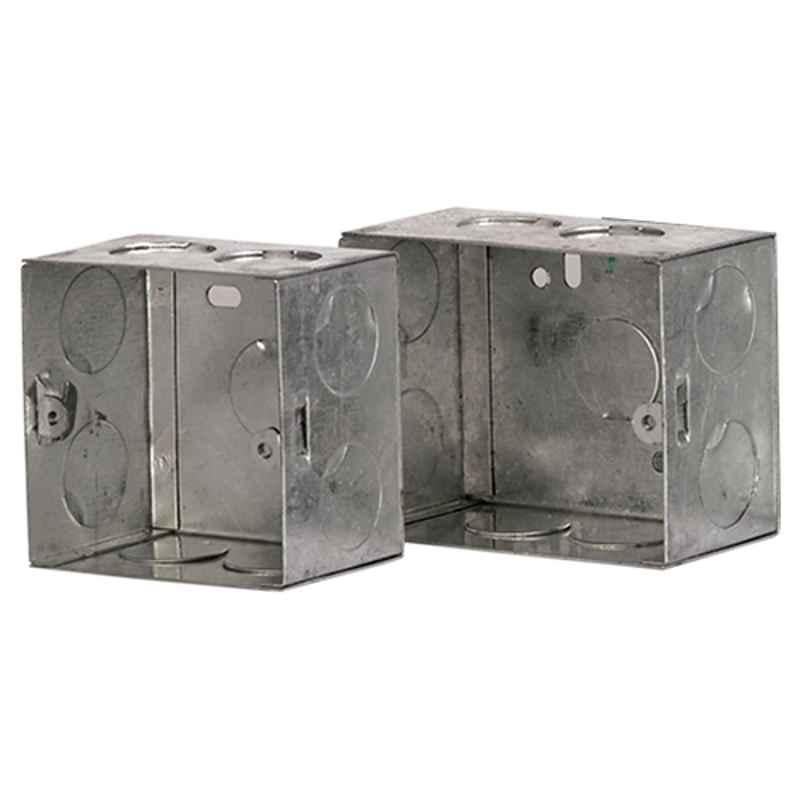 RR GI 2 Gang Flush Metal Box with Cable Entry Knock Outs , RR-13535E