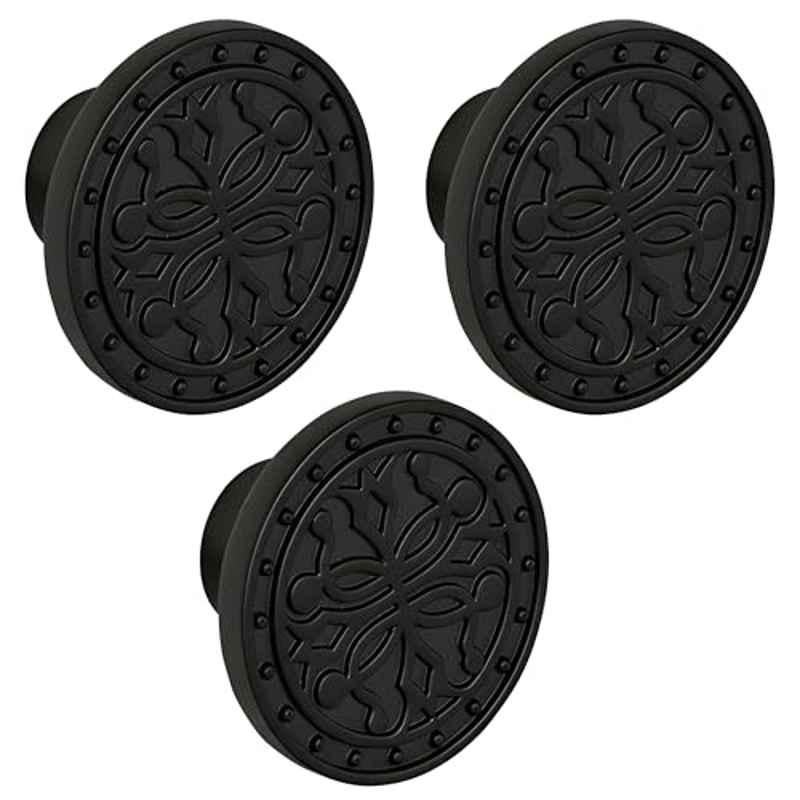 Plantex Knobs for Drawer/Round Drawer Knobs/Knobs for Cabinets/Pull-Push Knobs for Kitchen/Bedroom Drawer (Pack of 3) DTK-301, Black