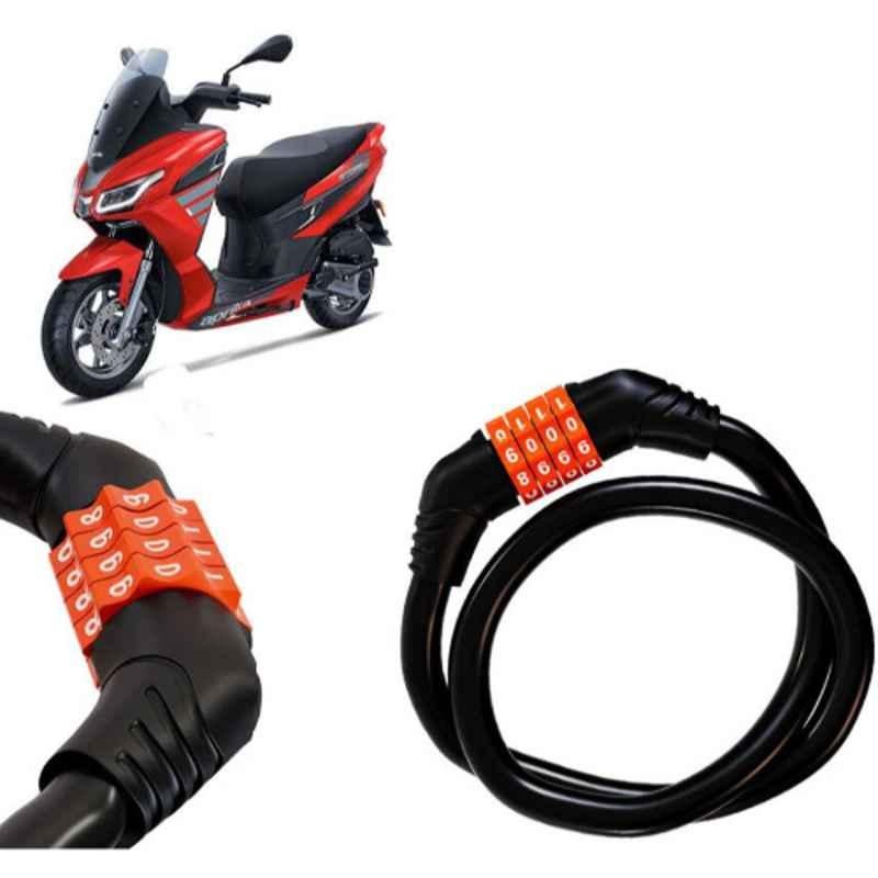 Auto Pearl Black & Orange 4 Digit Anti-Theft Combination Number Lock for SXR 160