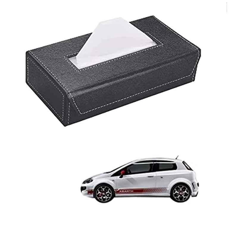Kozdiko 100 Pulls PU Leather Grey Car Tissue Paper Box with 200 Sheets for Fiat Abarth