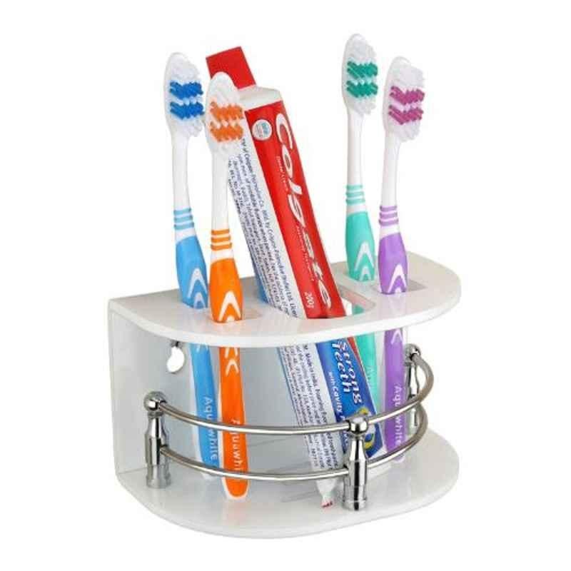 Axtry 7 inch Wall Mounted Acrylic White Bathroom Tooth Brush Holder