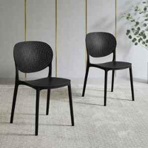 CELLBELL Aero Plastic Black Stackable Armless Chair (Pack of 2)