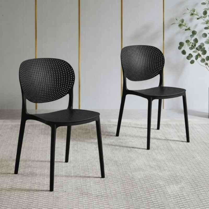 CELLBELL Aero Plastic Black Stackable Armless Chair (Pack of 2)