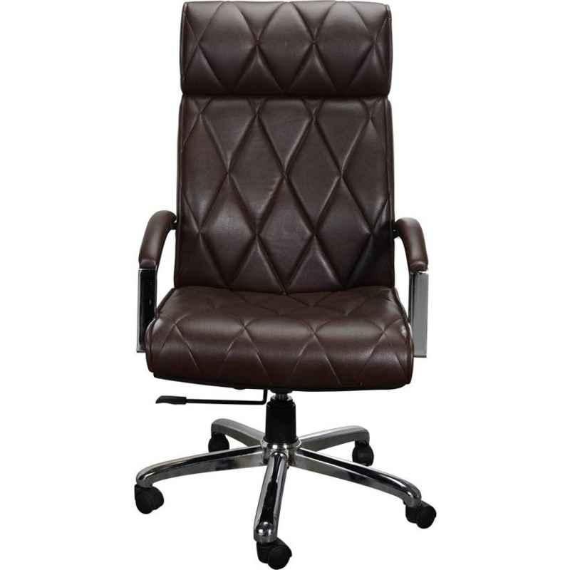Chair Garage PU Leatherette Chocolate Brown Adjustable Height Office Chair with Back Support, CG171