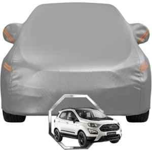 Allextreme Polyester Grey Highlighter Car Cover with Mirror Pocket & Triple Stitched Bottom Elastic for Ford EcoSport All Model & Years, PV-GR-01