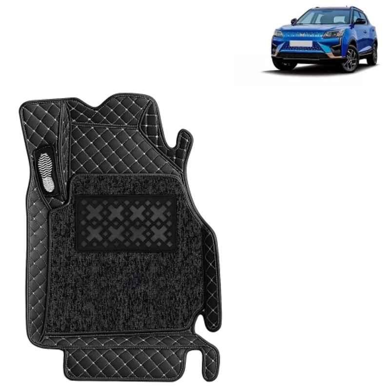Kingsway 3 Pcs Premium 7D 100% Waterproof & Washable PU Leatherette Classic Black Car Floor Mat Set for Mahindra XUV 400 Automatic 2023 Onwards All Model