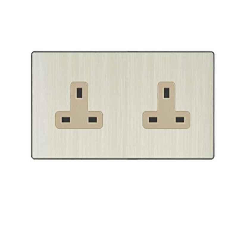 Vmax 13A Golden & Aluminium Double Switch Socket