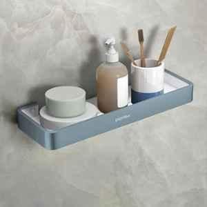 Plantex 15x5 inch Aluminium & Acrylic Grey & White Bathroom Shelve for Home/Office/Hotel, R-1402