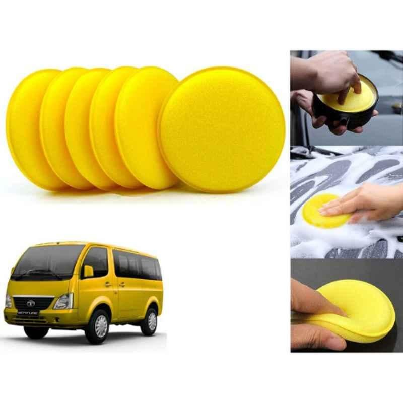 Auto Pearl Polyurethane Beige Washing & Waxing Polish Foam Sponge for Venture 2010-2017 (Pack of 6)