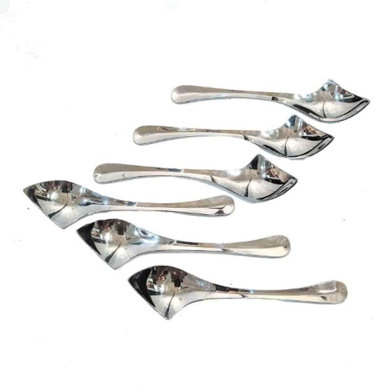 i WARE KkitchenCare 6 Pcs Stainless Steel Silver Dessert Ice Cream Spoon Set