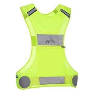 Evion Fabric Green Reflective Cycling Vest Along Safety Jacket with Reflective Arm Band & Bag, ES-22100 (Pack of 10)
