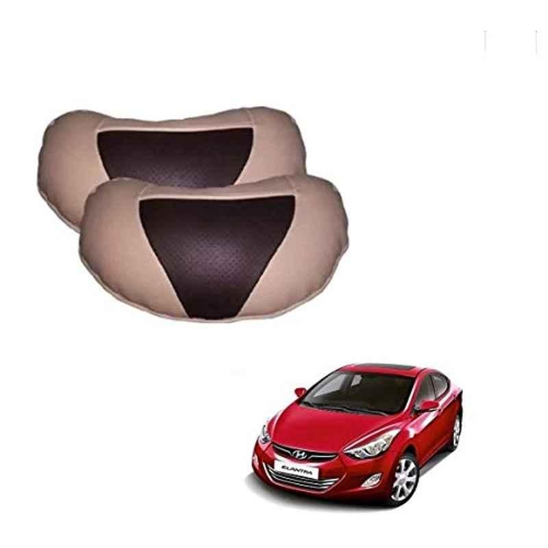 Kozdiko 2 Pcs Beige & Brown Car Neck Rest Cushion Pillow Set for Hyundai Elantra