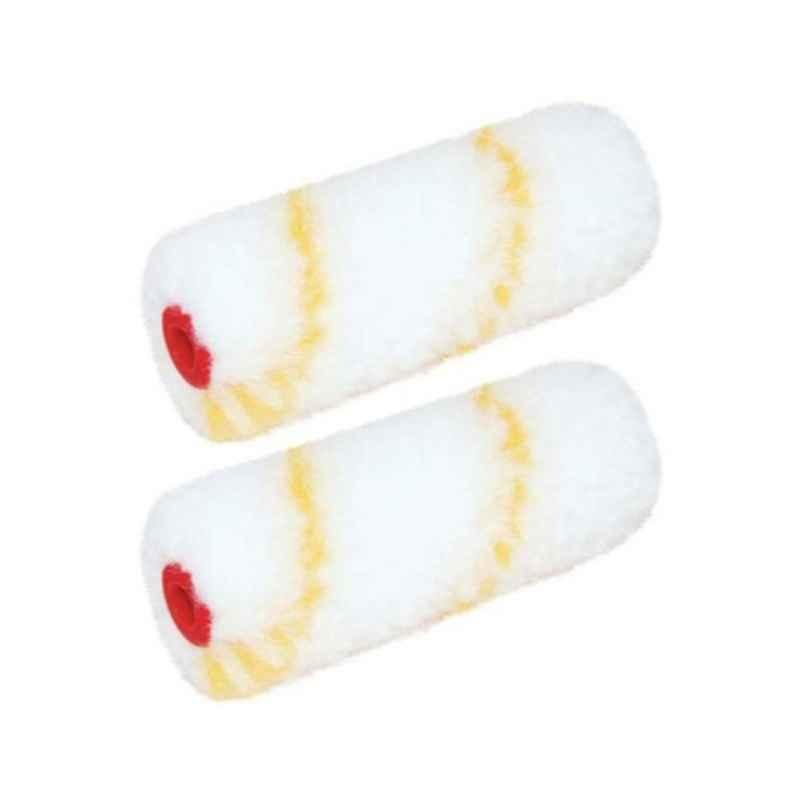 Beorol 2x10cm White & Yellow Polyester Paint Roller, RKR10K2 (Pack of 2)