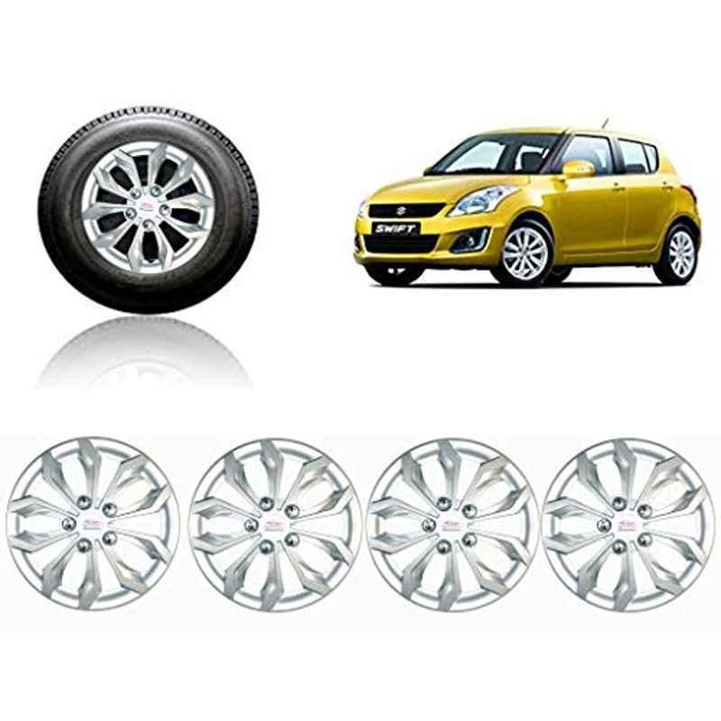 Auto Pearl 4 Pcs 14 inch ABS Silver Car Wheel Cover Set for Maruti Suzuki Swift T4