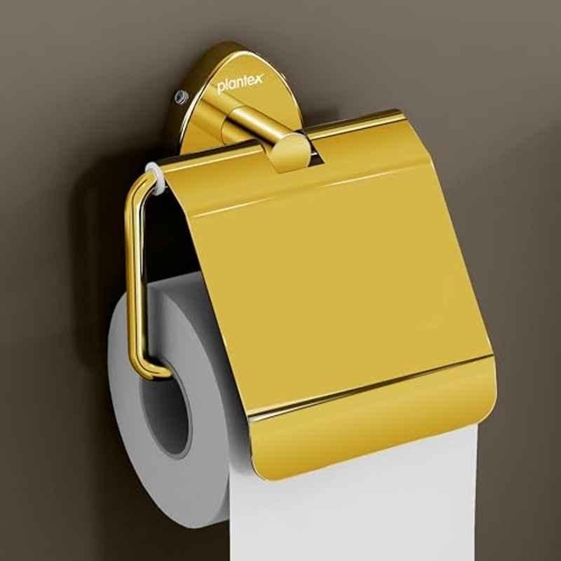 Plantex Stainless Steel Toilet Paper Holder for Bathroom/Tissue Holder for Washroom/Toilet roll Holder for Wall Mounted/Bathroom Accessories PVD Gold Finish Angel