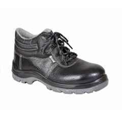 Zain Safety S1-SRA ZM-444 Genuine Leather Steel Toe Black Safety Shoes, Size: 10