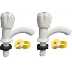 Senkiddpro 2 Pcs PVC White Long Body Tap with 2 Pcs Teflon Tape Combo