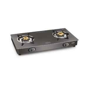 Padmini 2 Burner Stainless Steel Black Manual Ignition Glass Top Gas Stove, 2BR CS-2 GT Shine