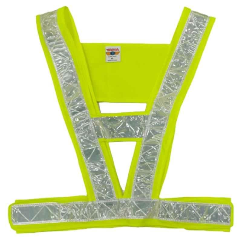 Taha Polyester Yellow Safety Vest, Size: Free