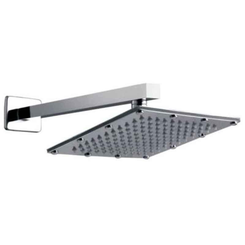 Drizzle Sandwich 4x4 inch Stainless Steel Chrome Finish Silver Overhead Shower with 12 inch Long Arm, A4X4SANDWCHBS
