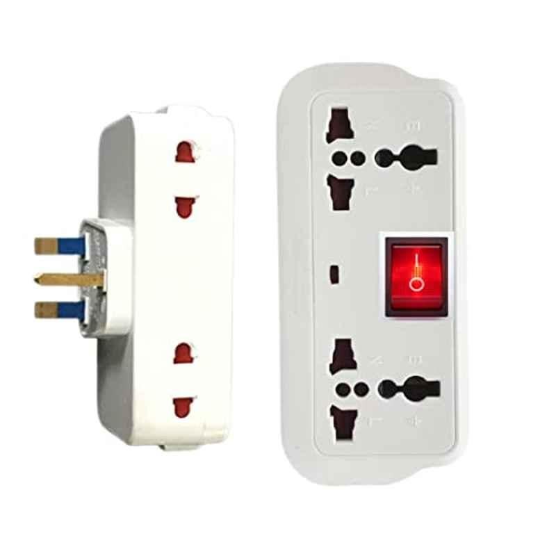 ECVV 13A 250V White Universal Adapter with 4 Electrical Multi Socket Plug
