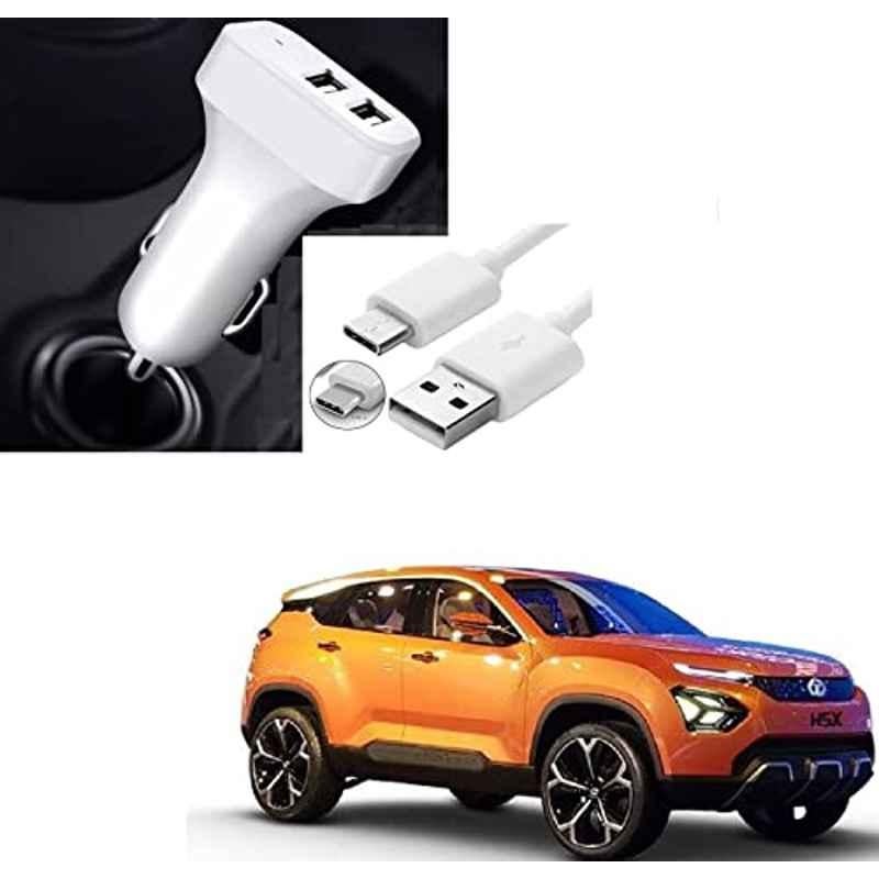 Kozdiko 5.1A 2 USB Fast Car Charger with C-Type Cable for Tata H5X
