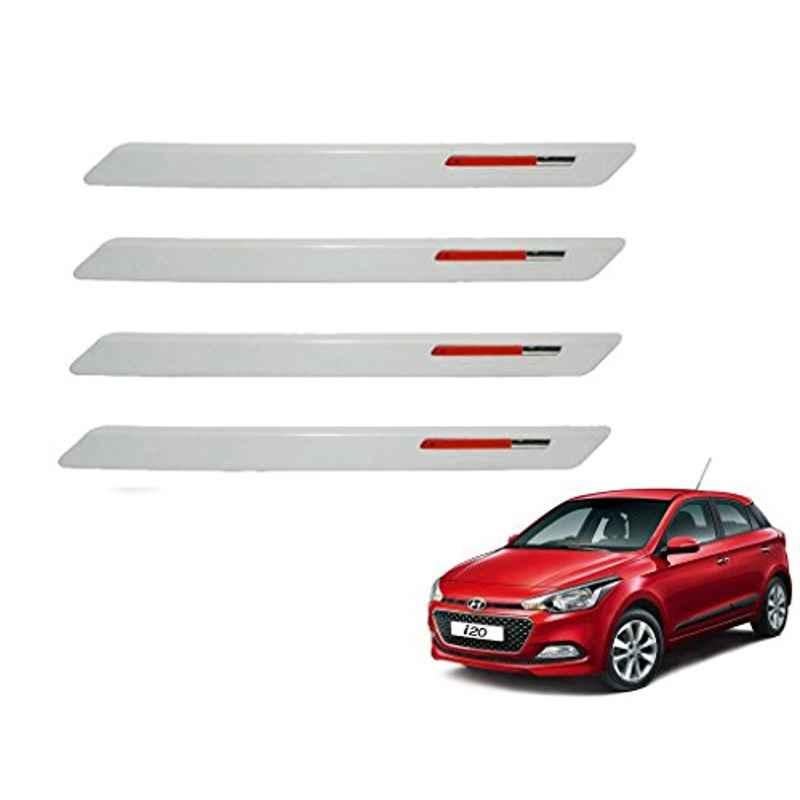 Kozdiko 4 Pcs White & Red Designer Car Bumper Protector Set for Hyundai i20 Elite
