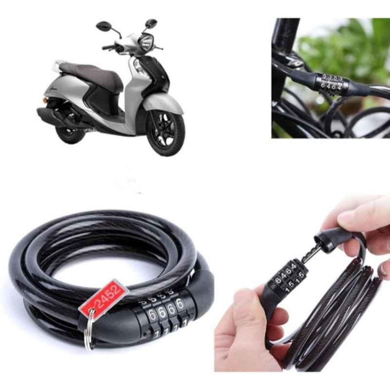 Auto Pearl PVC & Plastic Black Combination Cable Lock for Fascino 125 BS6