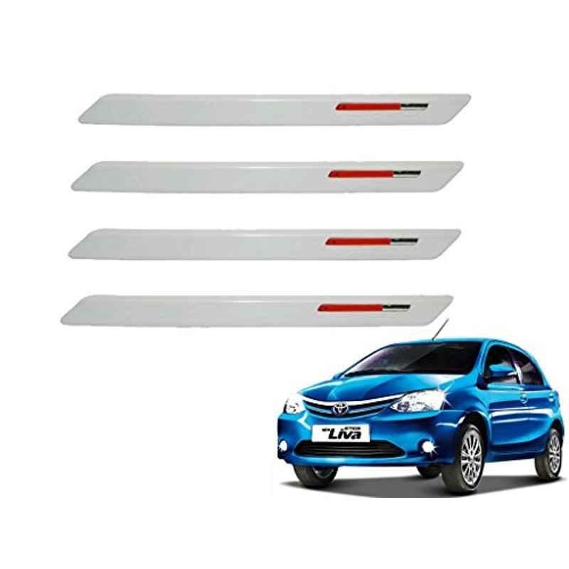 Kozdiko 4 Pcs White & Red Designer Car Bumper Protector Set for Toyota Etioa Liva