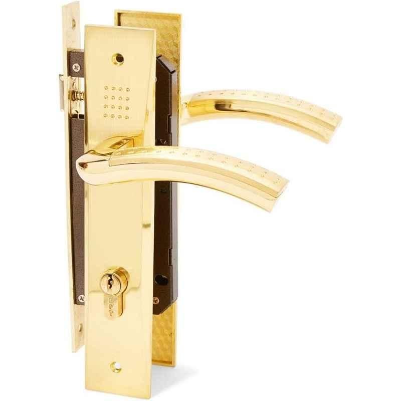 Robustline Lever Door Handle Lockset, Complete Set With Handle And Lockbody With 3 Keys. (Gold)