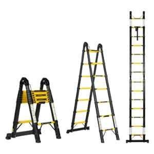 Corvids 14 Step 14.5 ft Iron & Carbon Steel A-Type Foldable Extension Telescopic Ladder, CCLT-D44IR