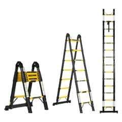 Corvids 14 Step 14.5 ft Iron & Carbon Steel A-Type Foldable Extension Telescopic Ladder, CCLT-D44IR
