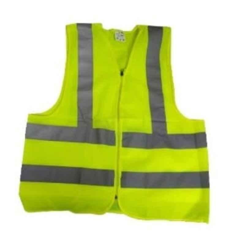 Olympia Fabric Type Green Safety Jacket with 2 inch Broad White Reflective, SJF-4PW